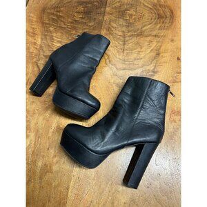 Steve Madden Women’s 9 Grate Black Leather Platform Ankle Boots Bratz Punk